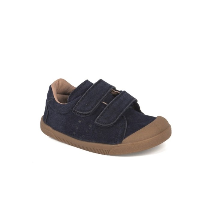 Zapatillas barefoot infantil piel velcro color marino