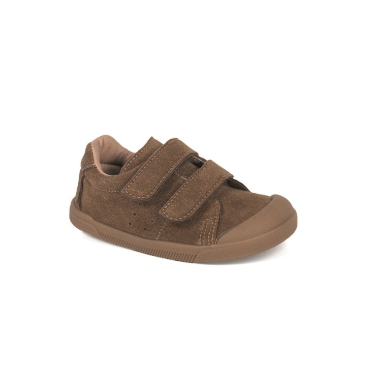 Zapatillas barefoot infantil piel velcro color taupe
