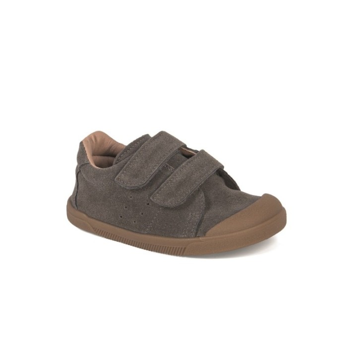 Zapatillas barefoot infantil piel velcro color plomo