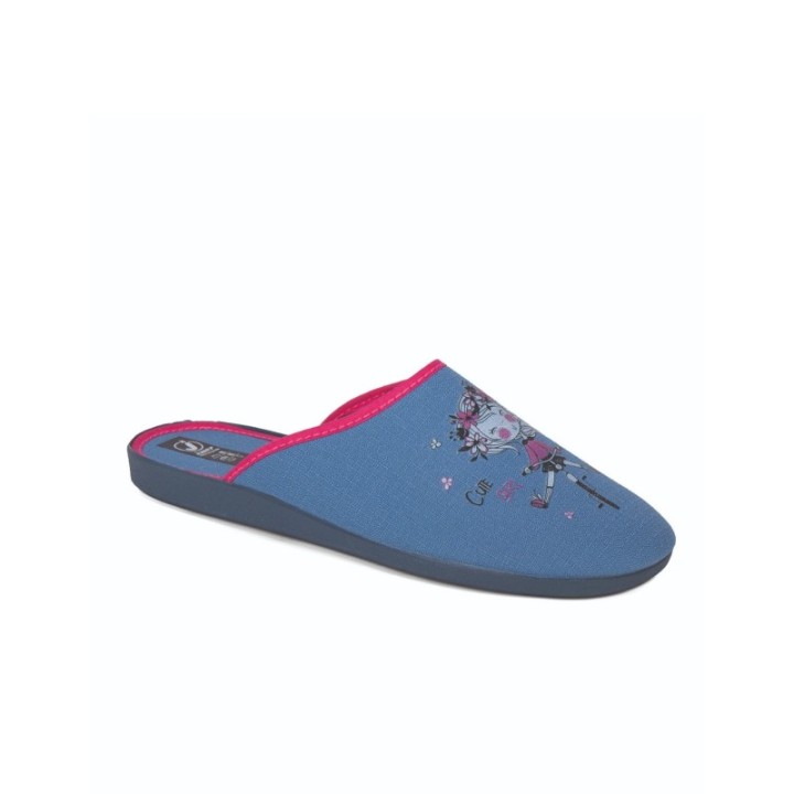 Zapatillas de casa verano mujer estampado cute girl color azulina