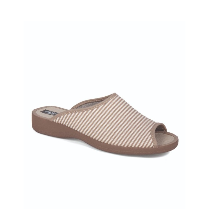 Zapatillas ancho especial puntera abierta color taupe