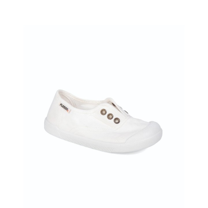 Zapatillas Barefoot Infantil lona sin cordones color blanco