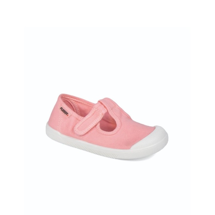 Zapato Barefoot Infantil lona con velcro color rosa