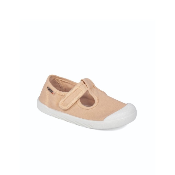 Zapato Barefoot Infantil lona con velcro color arena