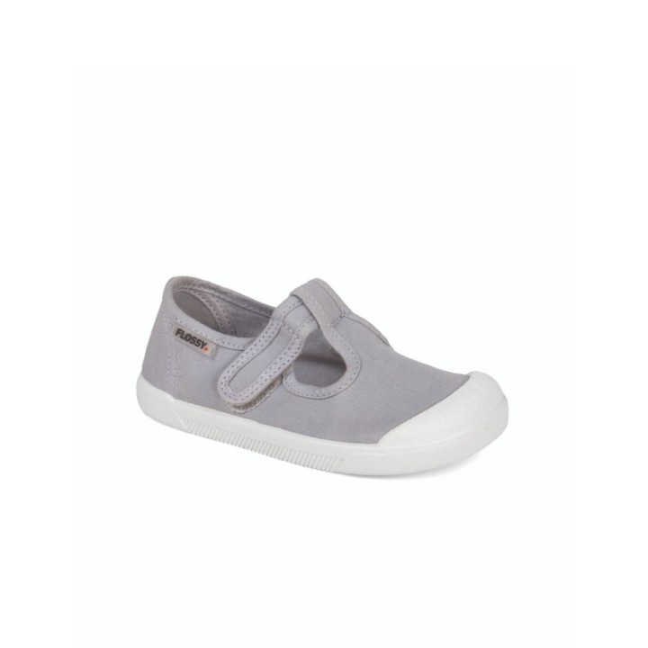 Zapato Barefoot Infantil lona con velcro color gris