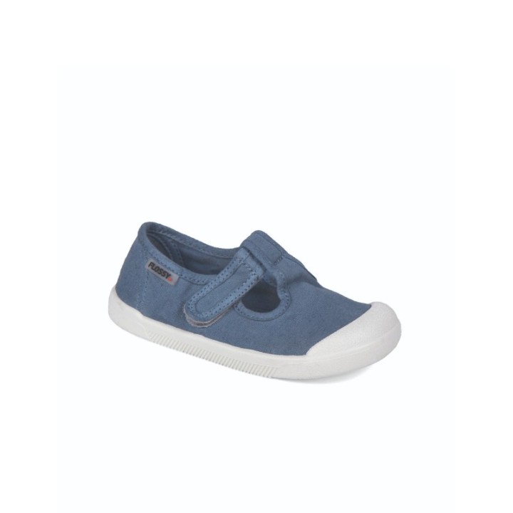 Zapato Barefoot Infantil lona con velcro color jeans