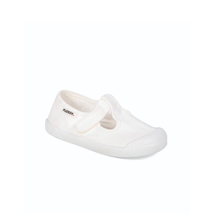 Zapato Barefoot Infantil lona con velcro color blanco