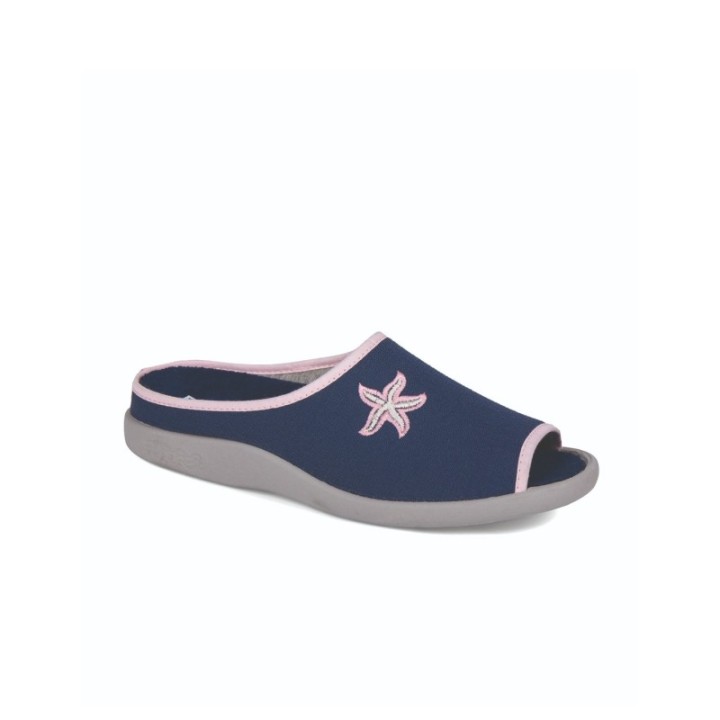 Zapatillas de casa verano mujer puntera abierta color marino
