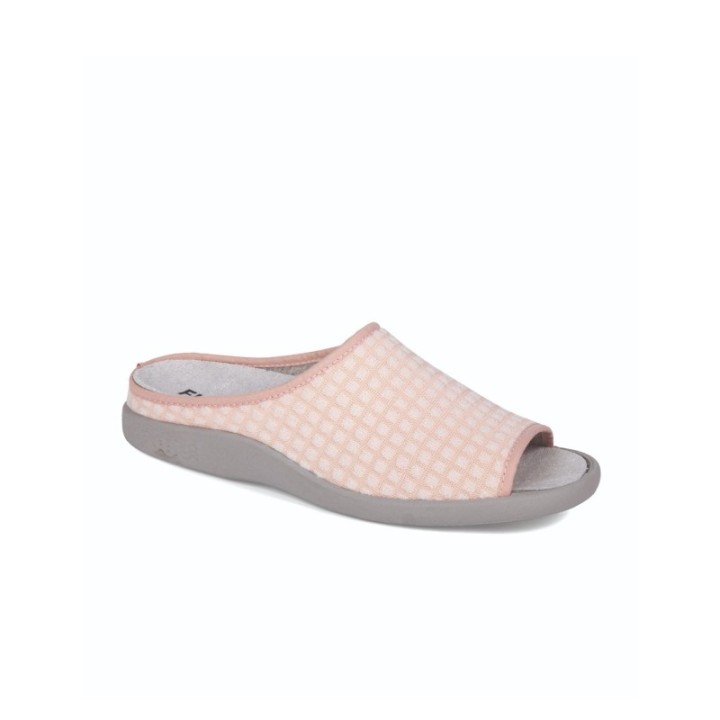 Zapatillas de casa verano mujer con puntera abierta color coral