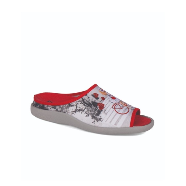 Zapatillas de casa verano mujer puntera abierta mujer en bicicleta color rojo