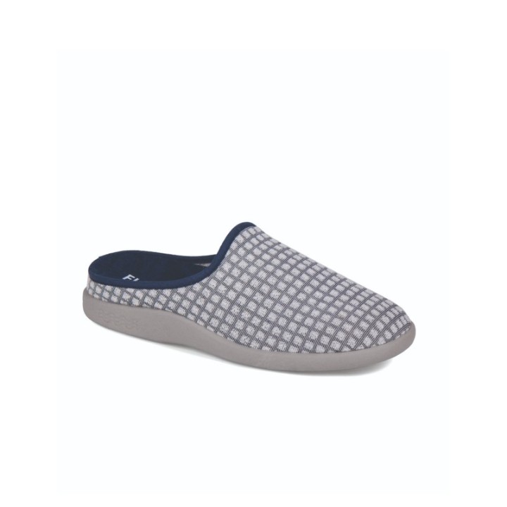 Zapatillas de casa verano mujer puntera cerrada cuadraditos color marino