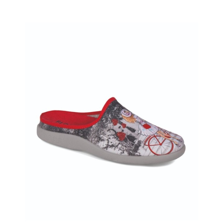 Zapatillas de casa verano mujer puntera cerrada mujer en bicicleta color rojo