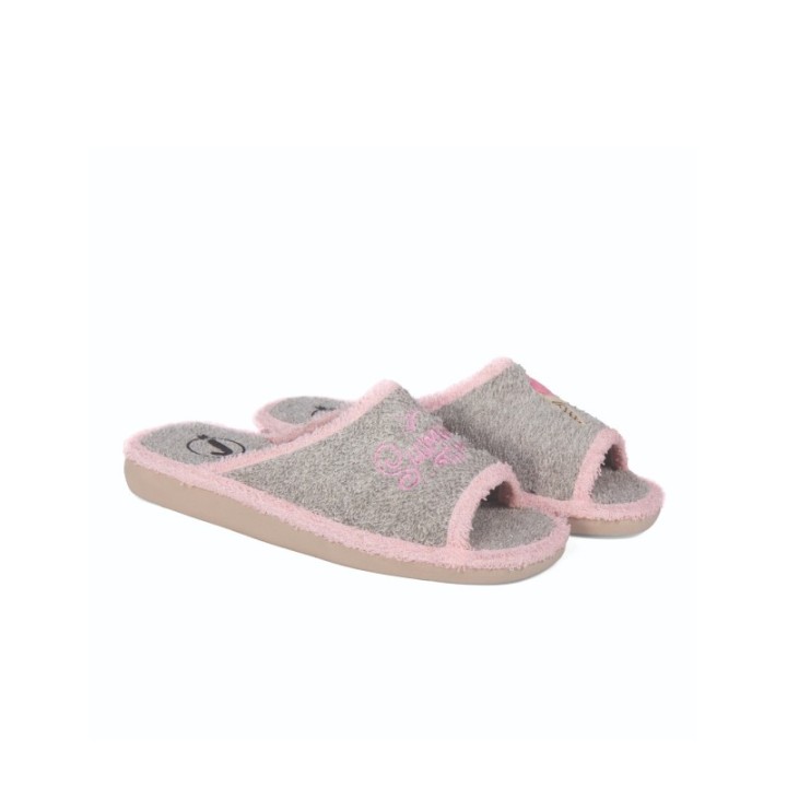 Zapatillas de casa verano mujer puntera abierta Summer time color niebla