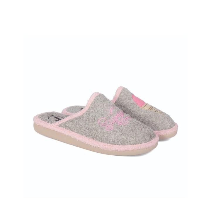 Zapatillas de casa verano mujer puntera cerrada Summer time color niebla