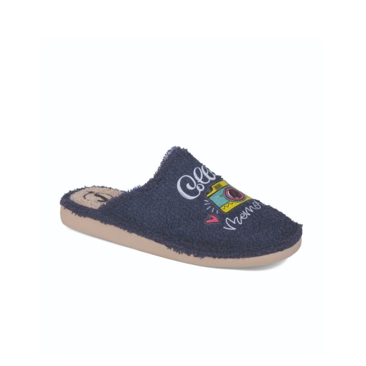 Zapatillas de casa verano mujer puntera cerrada Collect memories color tejano