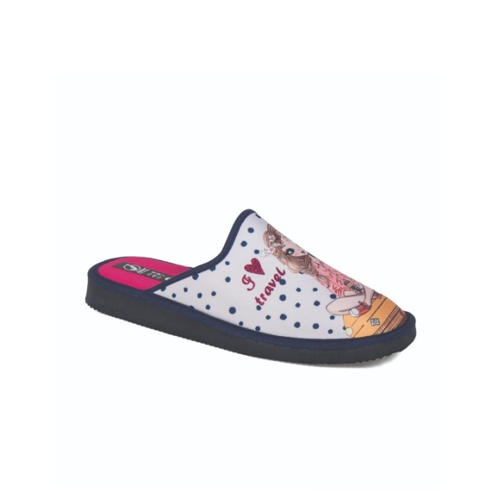 Zapatillas de casa verano mujer puntera cerrada I love travel color marino