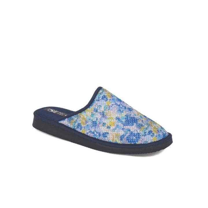 Zapatillas de casa verano mujer puntera cerrada estampado piel color marino