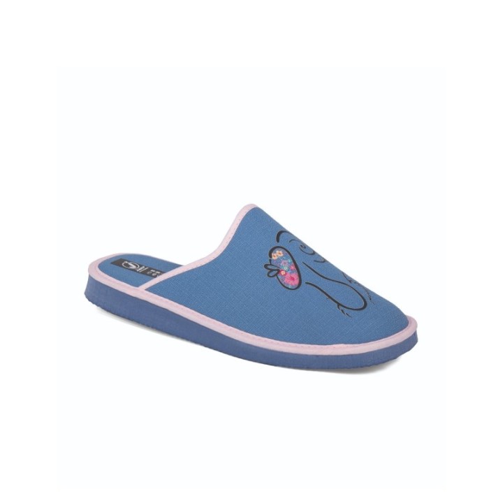 Zapatillas de casa verano mujer puntera cerrada perrita color azulina