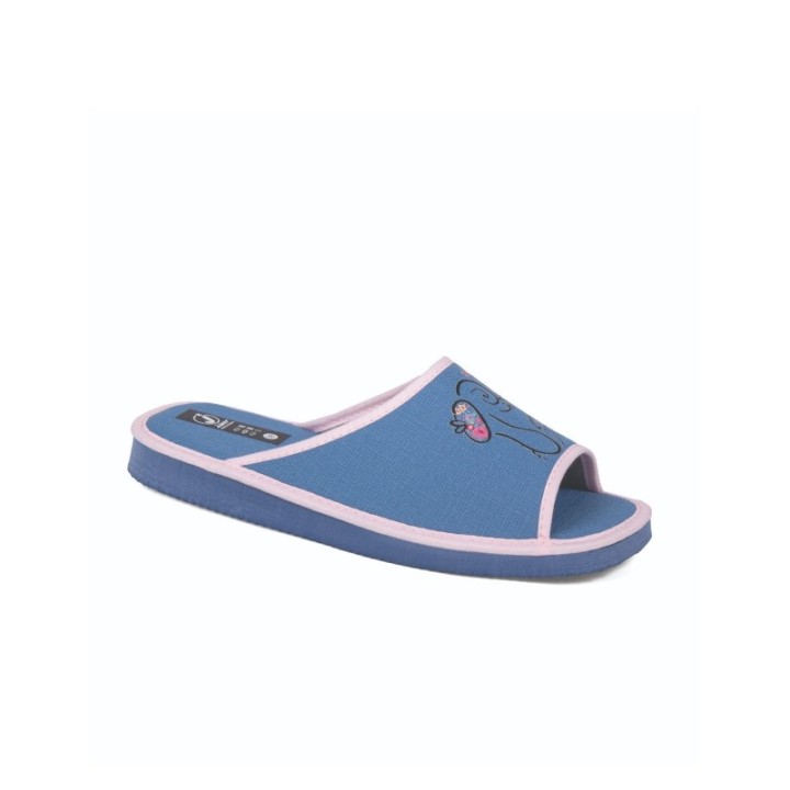 Zapatillas de casa verano mujer puntera abierta perrita color azulina